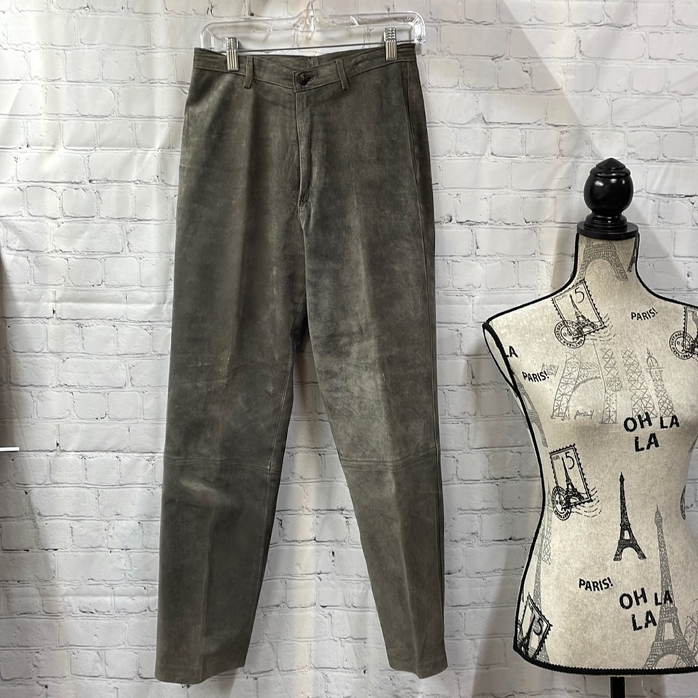 Sigrid Olsen Sport grey vintage suede leather 6P pants
